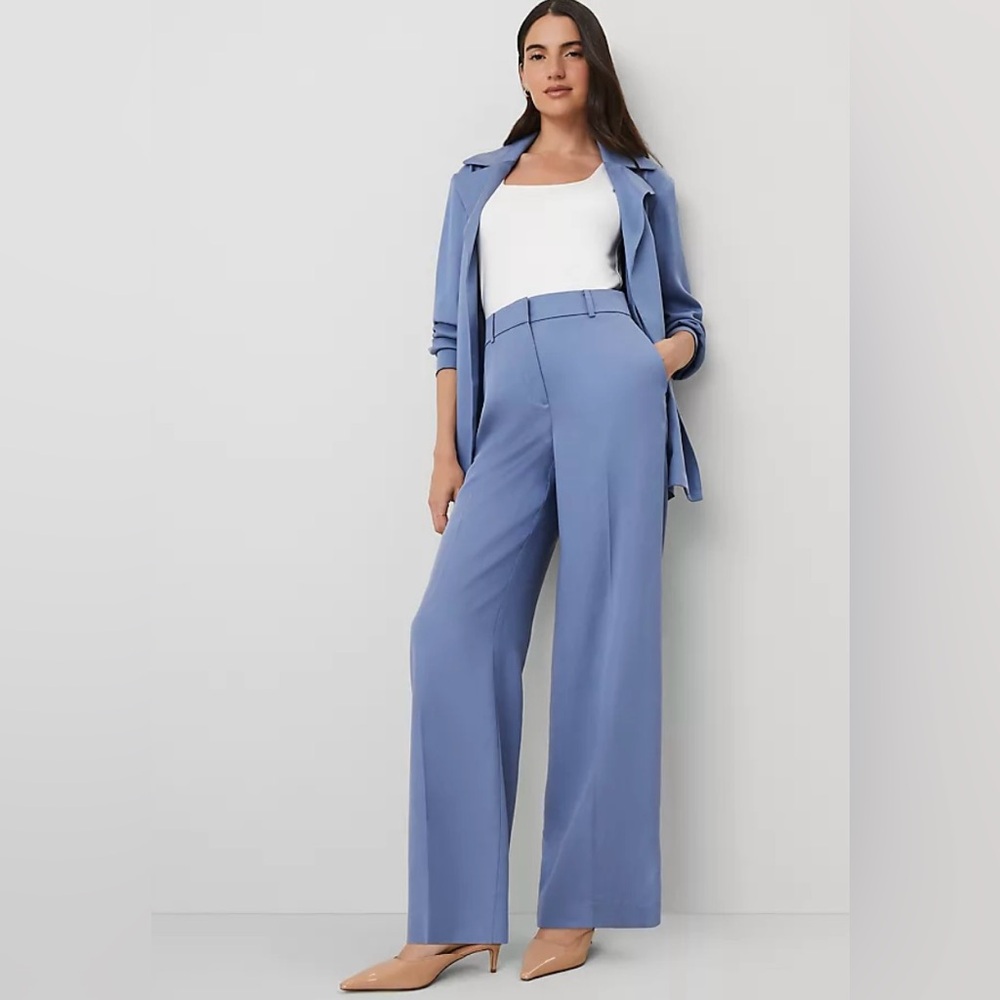NWT Ann Taylor Perfect Wide Leg Pant Colony Blue size 00P